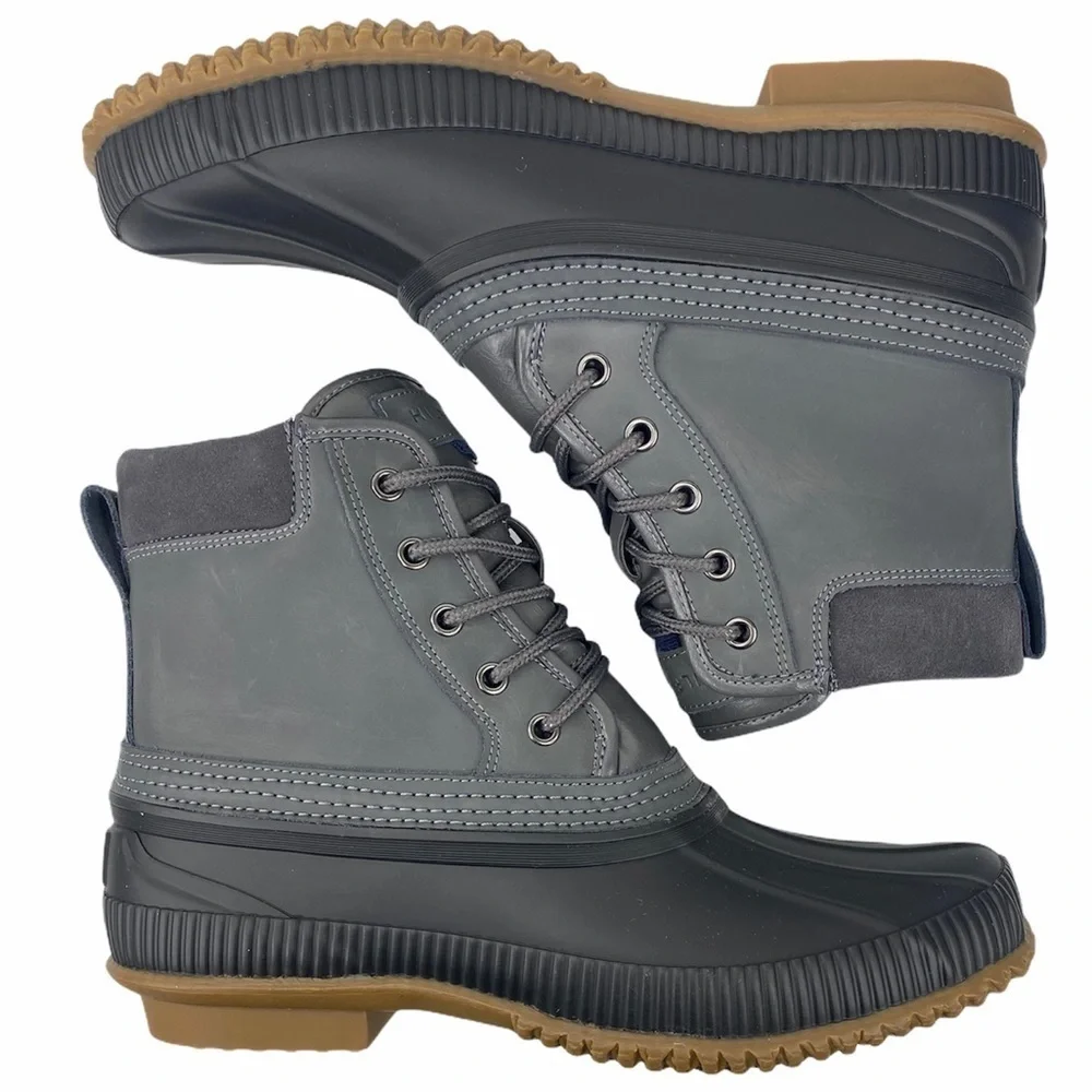 Tommy Hilfiger Casey Gray Leather Duck Boots